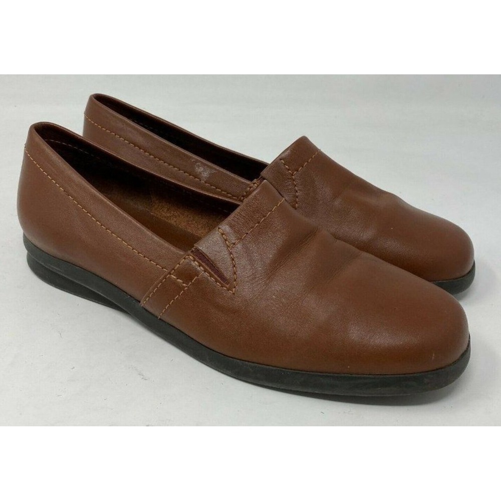 EA by‎ Etienne Aigner Women's Cook Brown Leather Slip On Loafers, Size 7.5